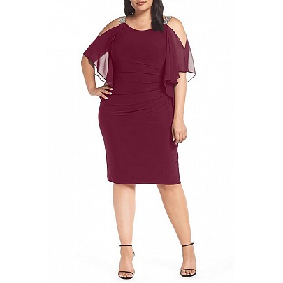 Dámske bordové plus size midi šaty Vicenza