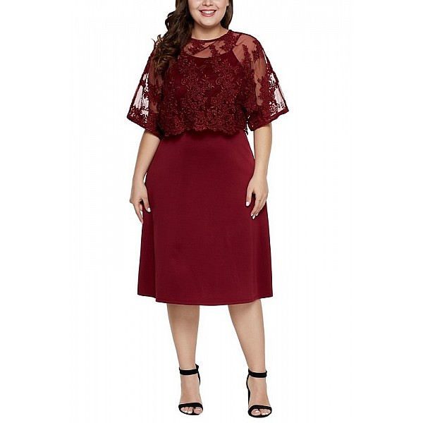 Dámske bordové plus size midi šaty Serafina