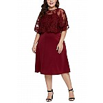 Dámske bordové plus size midi šaty Serafina