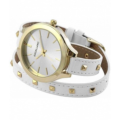 Dámske vybíjané hodinky Excellanc Gold - biele