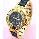Dámske vykladané hodinky Geneva - zlaté All Black