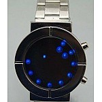 LED hodinky strieborný remienok - modré
