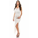 Dlhé biele trendy šaty s čipkou Amelina