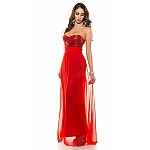 Dlhé trendy šaty s flitrami - červené