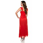 Dlhé trendy červené šaty s kamienkami Novah