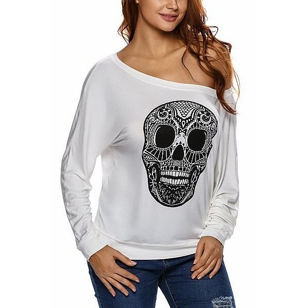 Dámsky top Skull - biely