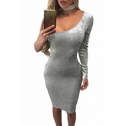 Semišové bodycon šaty Medea - šedé