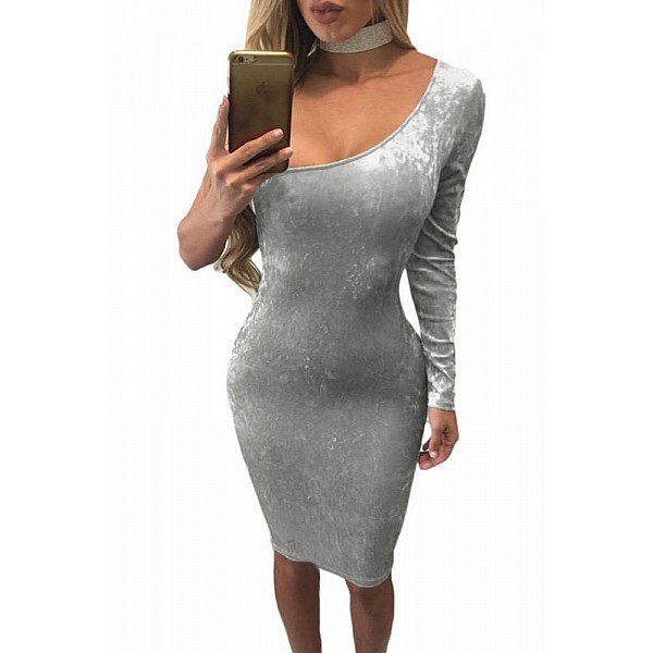 Semišové bodycon šaty Medea - šedé