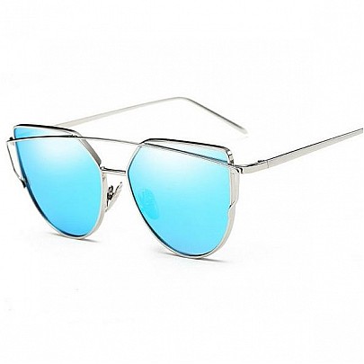 Dámske slnečné okuliare Glam strieborný rám modré sklá