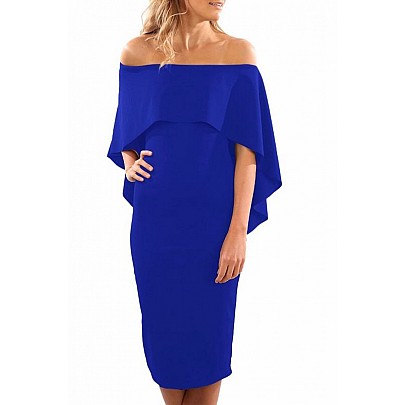 Midi šaty s volánom Orlean - modré