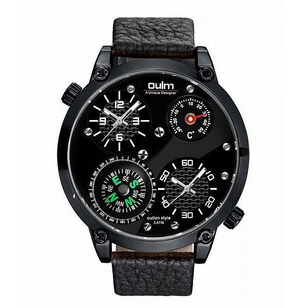 Pánske hodinky Oulm Dual Navigator New - čierne