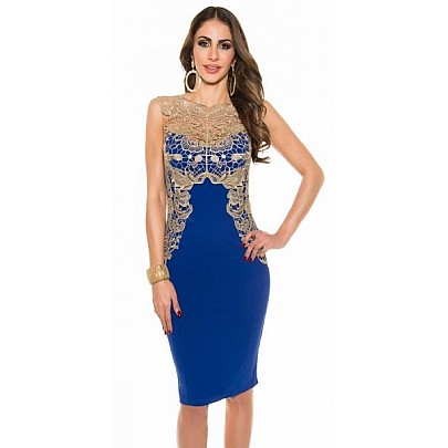 Dámske trendy šaty s aplikáciou Gabriella - modré