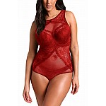 Čipkované plus size body Blair - červené