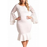 Bodycon plus size šaty Cameron - biele