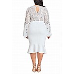 Bodycon plus size šaty Cameron - biele