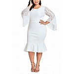 Bodycon plus size šaty Cameron - biele