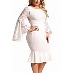 Bodycon plus size šaty Cameron - biele