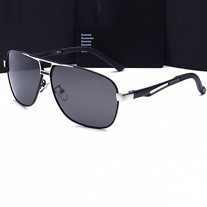 Polarizačné slnečné okuliare pilotky Luxury - strieborné čierne