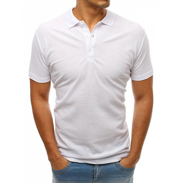 Pohodlné pánske biele polo tričko vpx0176 Pohodlné pánske biele polo tričko vpx0176