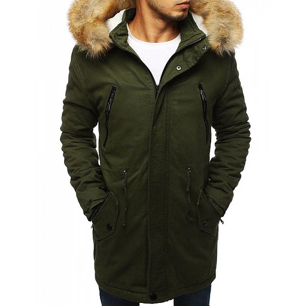 Atraktívna khaki pánska zimná parka vtx2893 Atraktívna khaki pánska zimná parka vtx2893