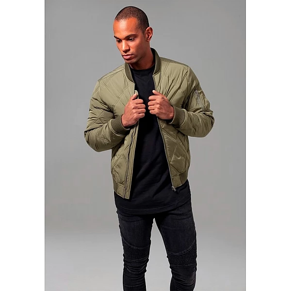 Zelená moderná pánska bomber bunda TB1620GR Zelená moderná pánska bomber bunda TB1620GR