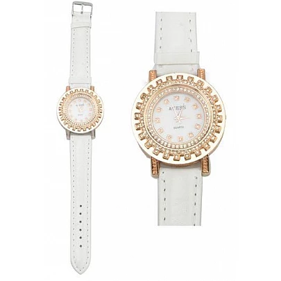 Dámske trblietavé hodinky Gold White