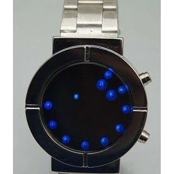 LED hodinky strieborný remienok - modré LED hodinky strieborný remienok - modré