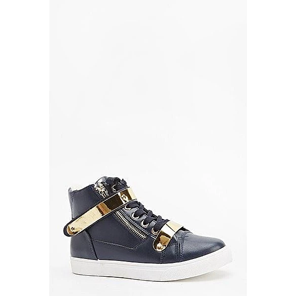 Dámske tenisky Hi-Top modré - zlaté Dámske tenisky Hi-Top modré - zlaté
