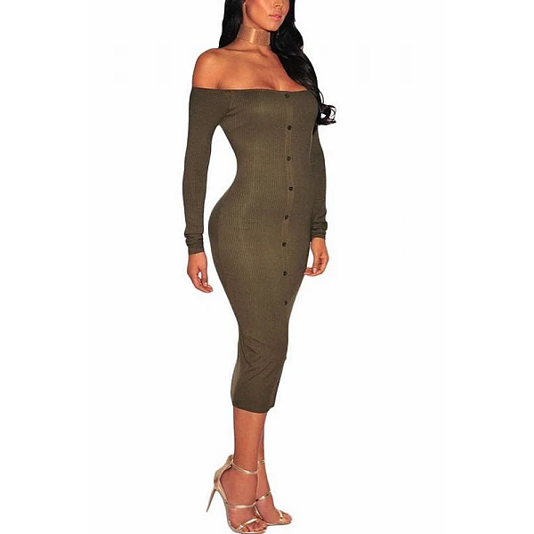 Bodycon šaty s gombíkmi Rena - zelené Bodycon šaty s gombíkmi Rena - zelené
