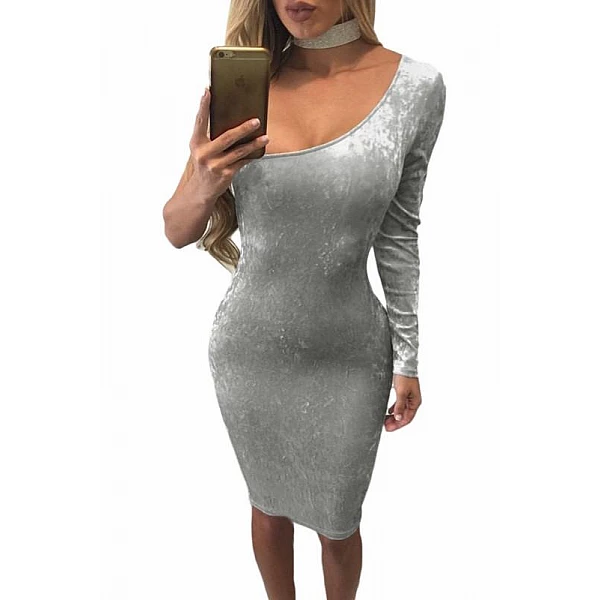 Semišové bodycon šaty Medea - šedé Semišové bodycon šaty Medea - šedé
