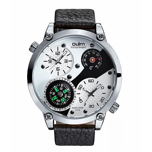 Pánske hodinky Oulm Dual Navigator New - strieborné Pánske hodinky Oulm Dual Navigator New - strieborné