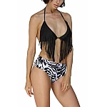 Plavky so strapcami - čiernobiele Plavky so strapcami - čiernobiele