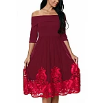 Dámske šaty s aplikáciou Coleta - burgundy Dámske šaty s aplikáciou Coleta - burgundy