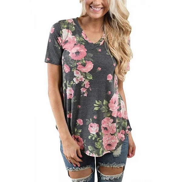 Dámske tričko Floral - sivé Dámske tričko Floral - sivé