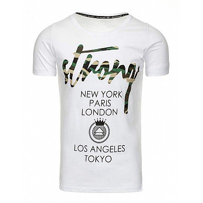 Trendové pánske tričko s nápismi - biele vrx2192